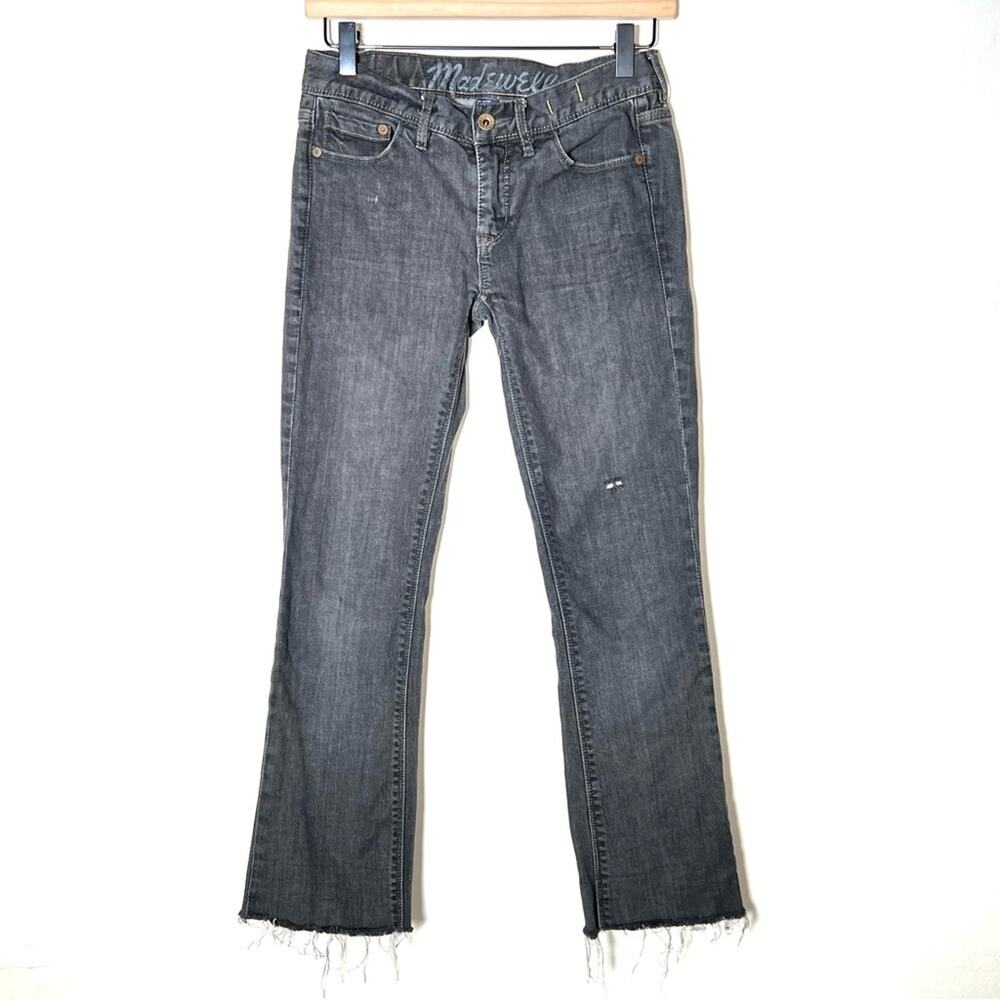 Madewell black distressed low rise boot cut legging jeggings jeans size 24 B174